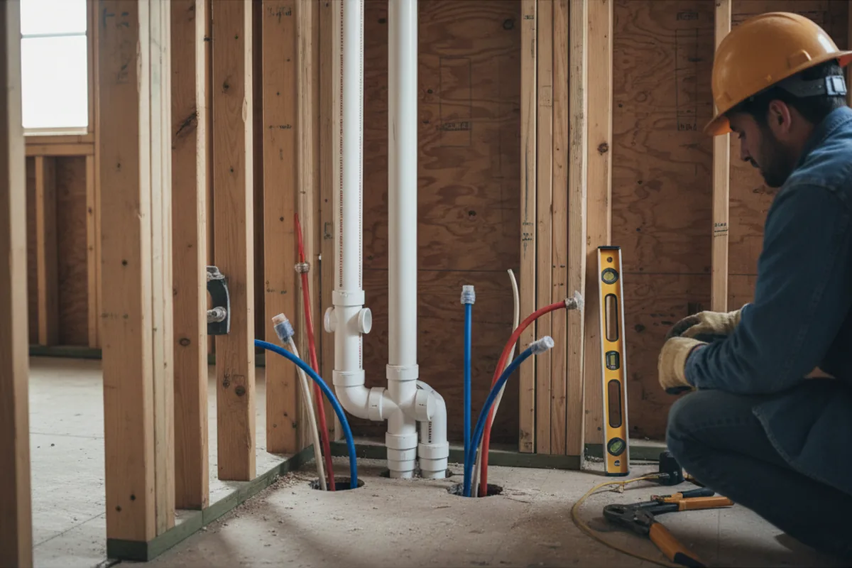 Drain and supply rough-in during Leak Detection in Rising Sun