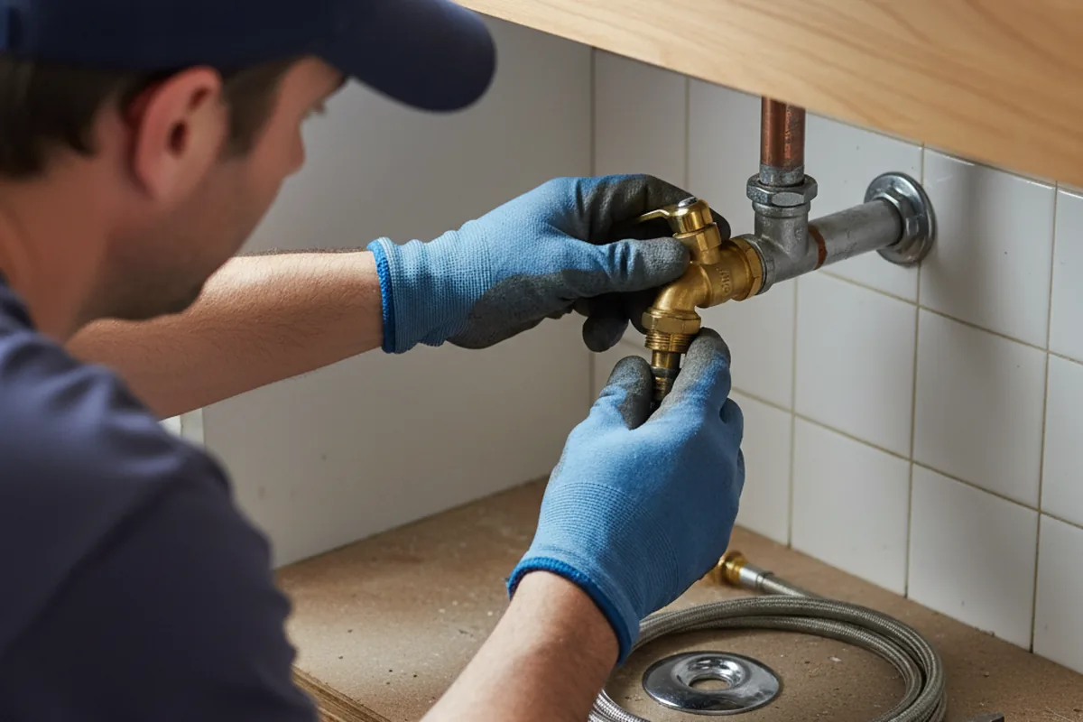Shutoff valve and fitting work during Faucet and Fixture Repair in Rising Sun